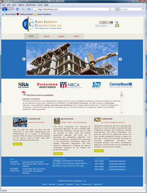 First Infinity Construction launches redesigned Web Site - SBA 8(a) Certification